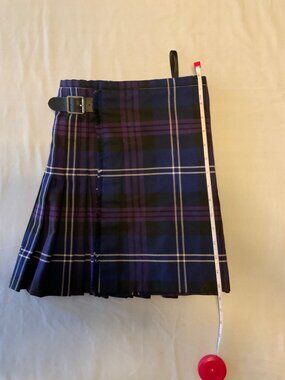The Kilt Kids Tartan Plaid Pleated Kilt Blue Purple Age 5-6 Buckle